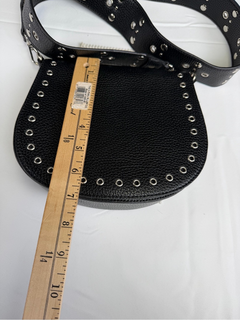 Steve Madden Black Pebbled Satchel with Silver Eyelet Grommet Trim - beautiful - Picture 10 of 12
